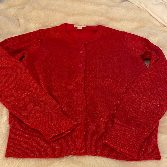 Crewcuts J. Crew kids red metallic size 12 new sweater NWOT - Picture 2 of 7